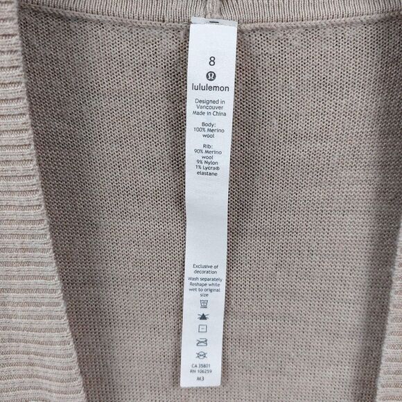 Lululemon Cardigan Womens Sz 8 Merino Wool Ribbed Open Front Sweater Jacket - Picture 14 of 15